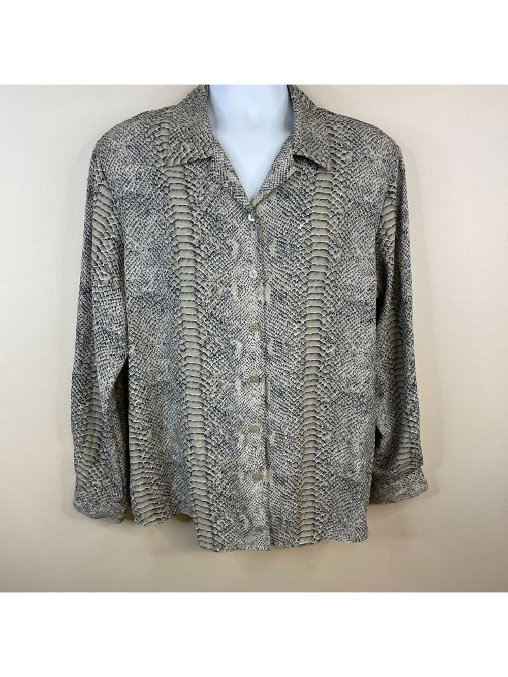 Vintage Chaus Top Women 16 Python Snakeskin Edgy Office Career Urban Chic Blouse